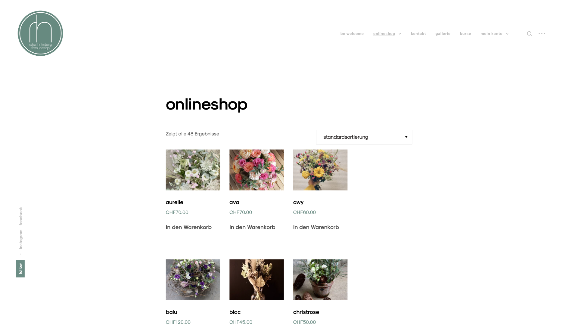 Webdesign floral design Onlineshop